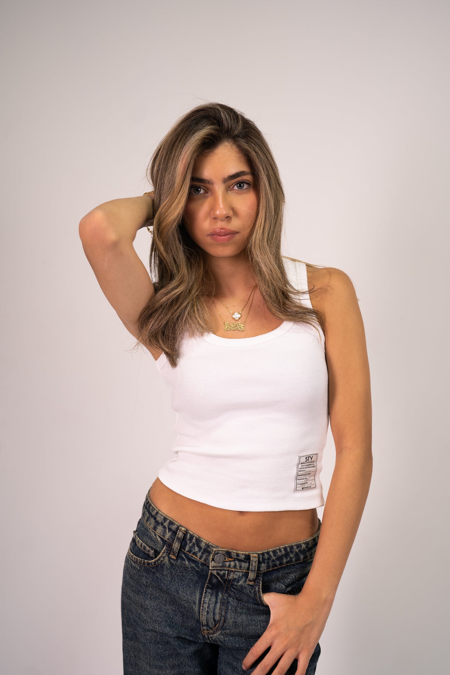 White Ribbed Tank Top