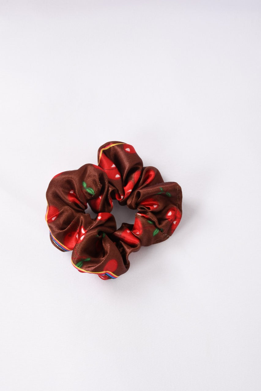 Scrunchy vibrant satin cherry