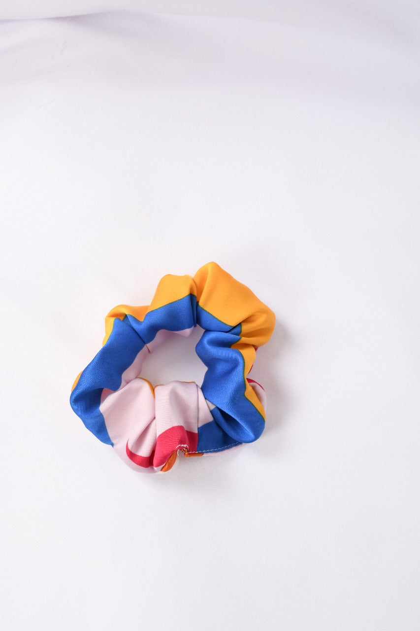 Scrunchy vibrant satin stripped colors