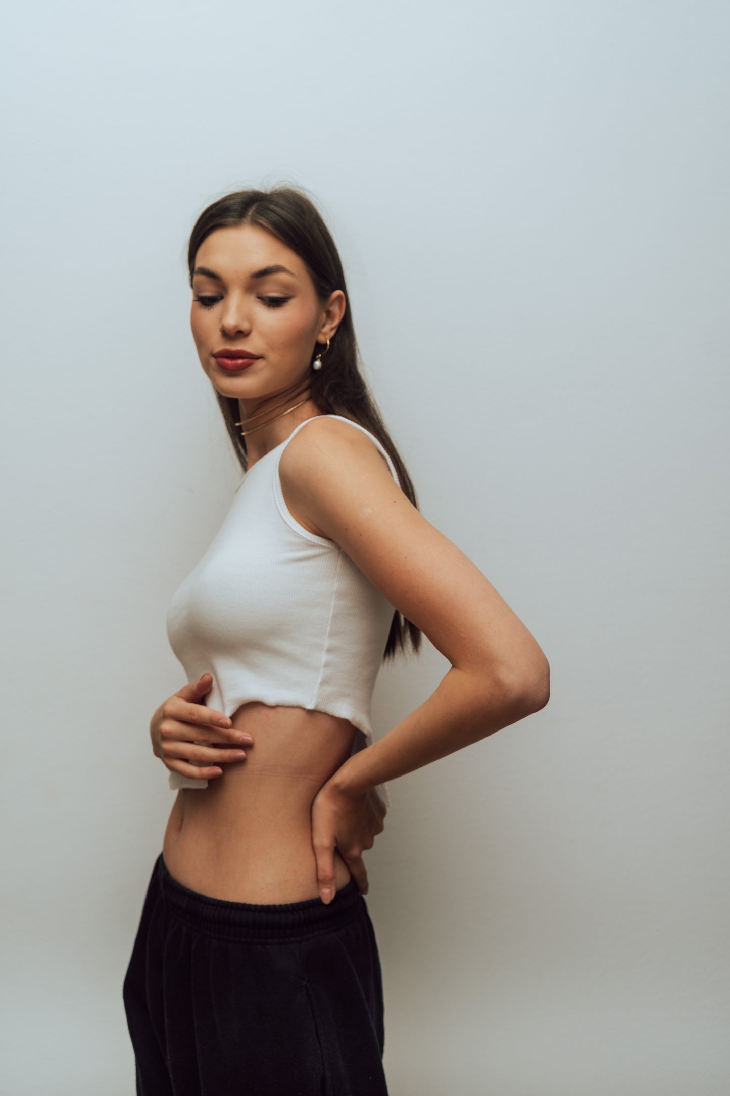 White Cutout Top