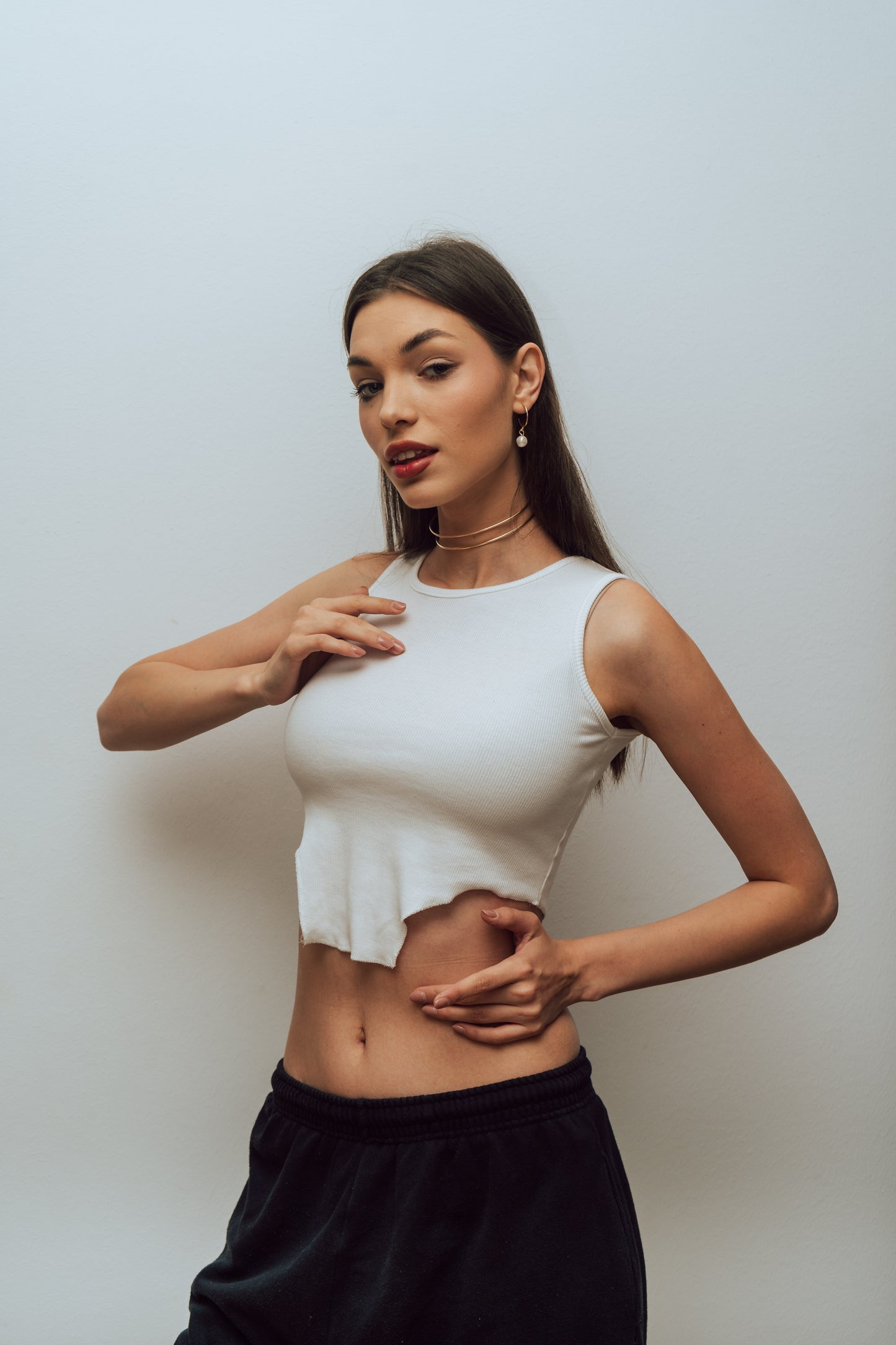 White Cutout Top