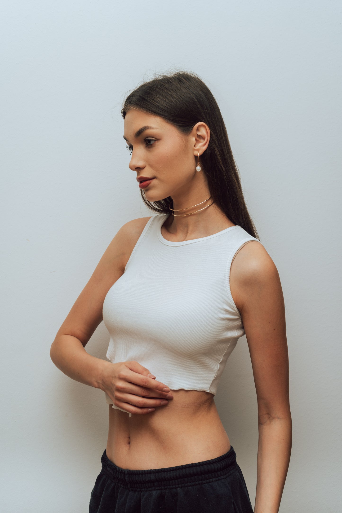 White Cutout Top