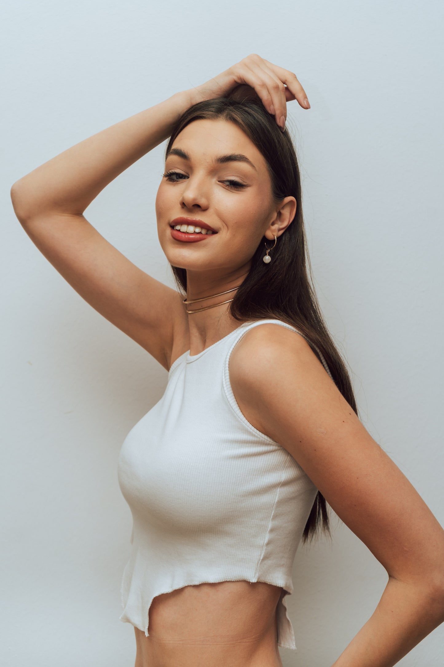 White Cutout Top