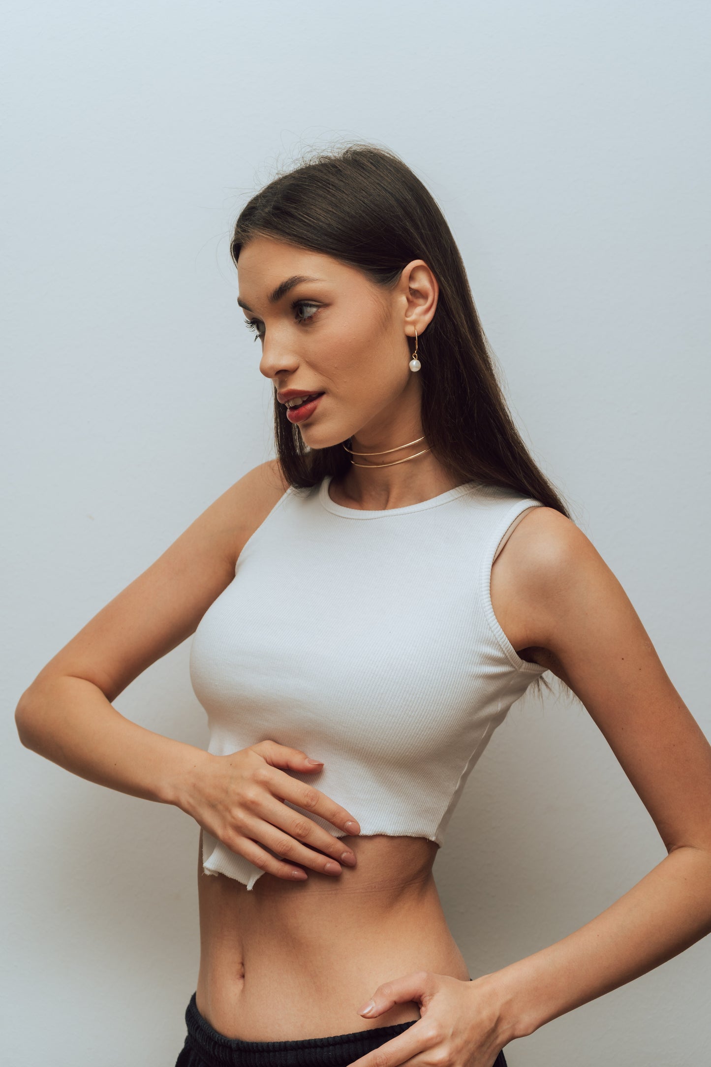 White Cutout Top