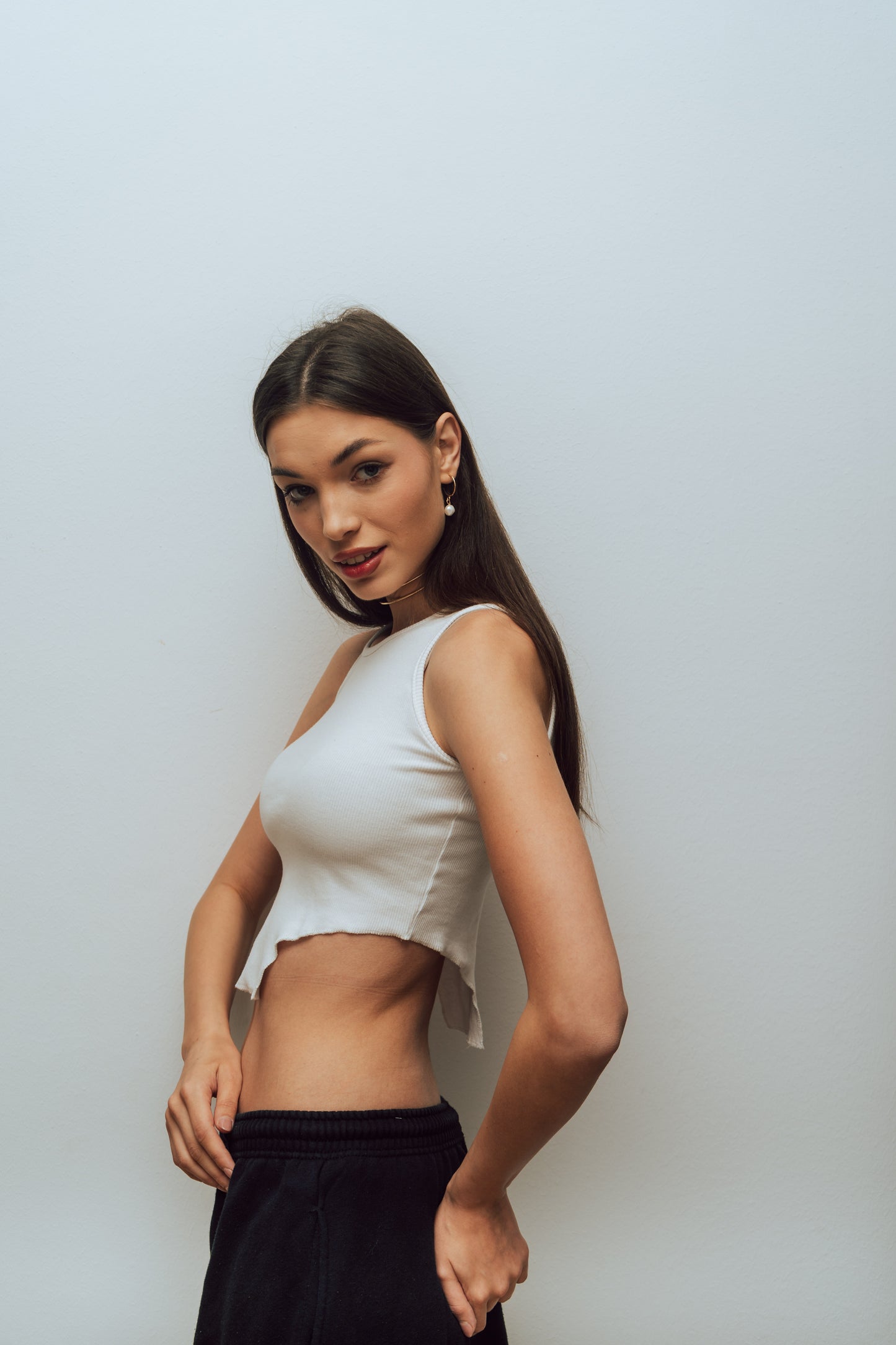 White Cutout Top