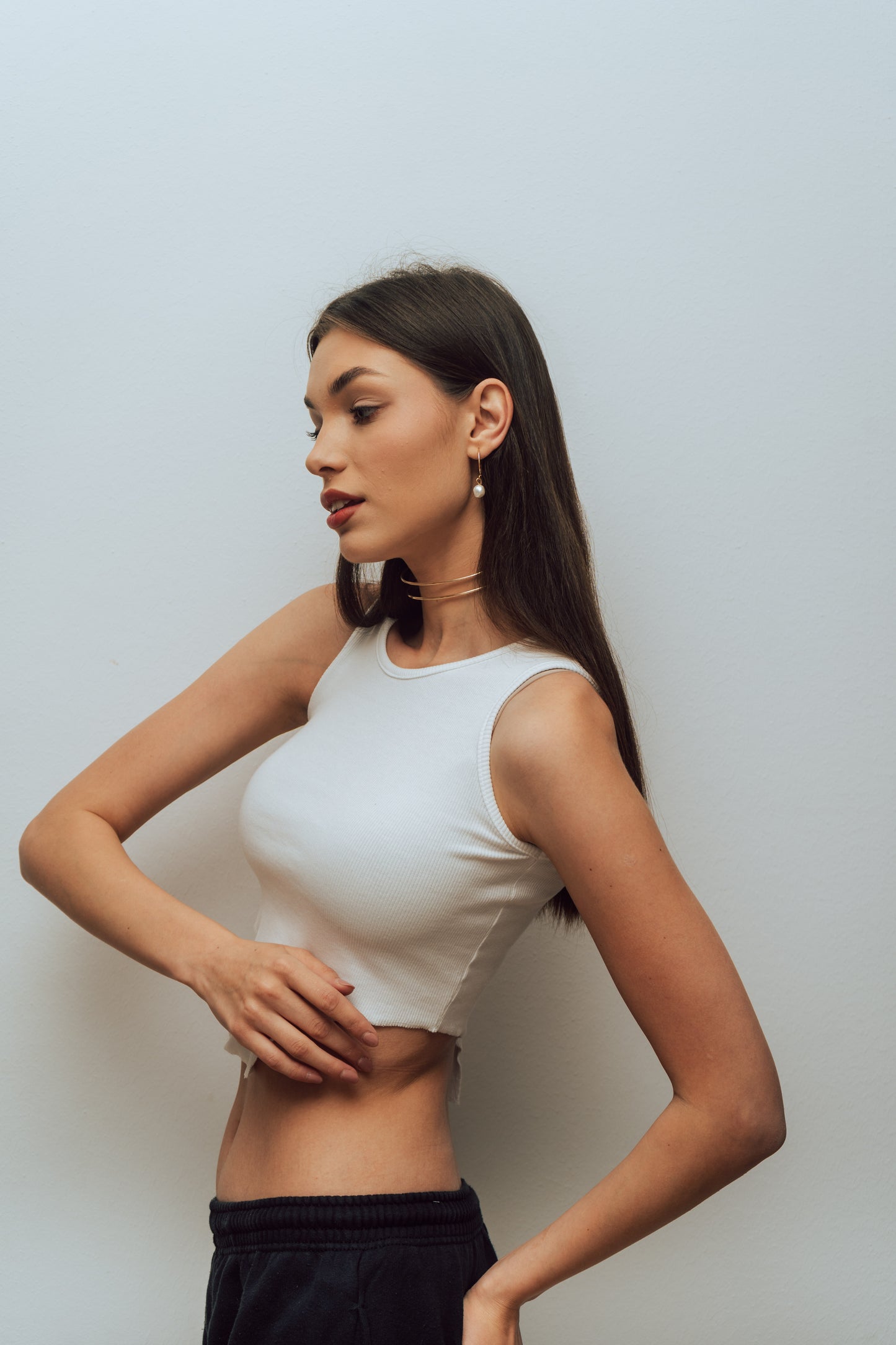 White Cutout Top