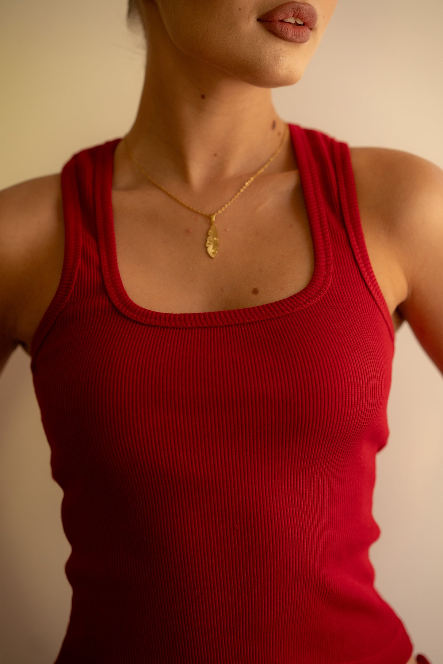 Burgundy Ribbed Tank Top Square