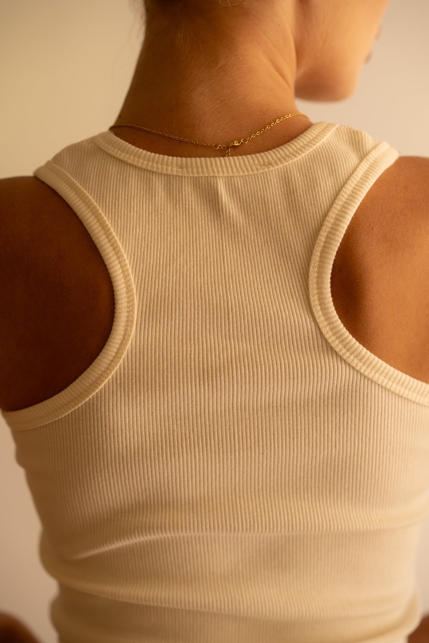 White Ribbed Tank Top Square