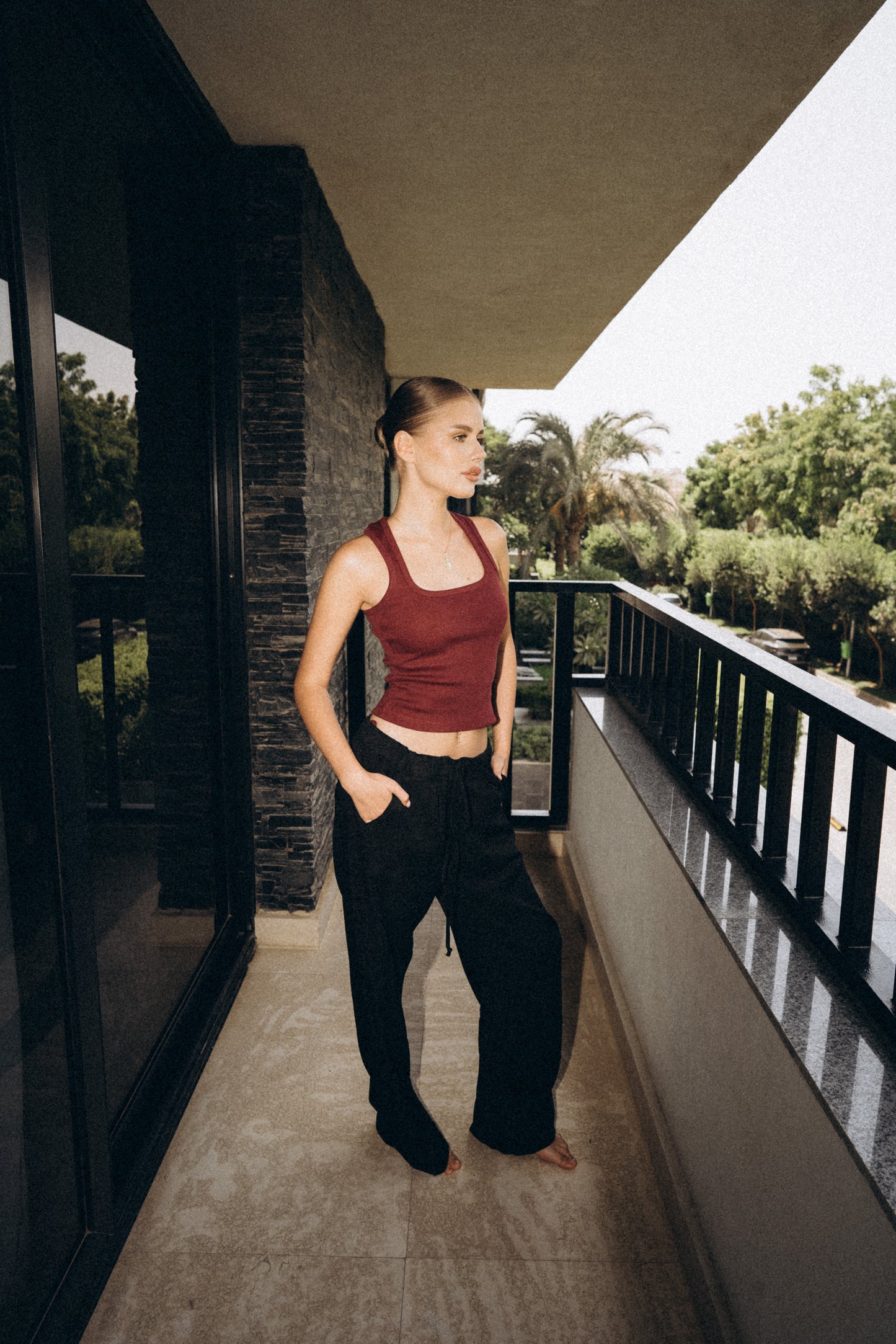 Pomegranate Ribbed Tank Top Square