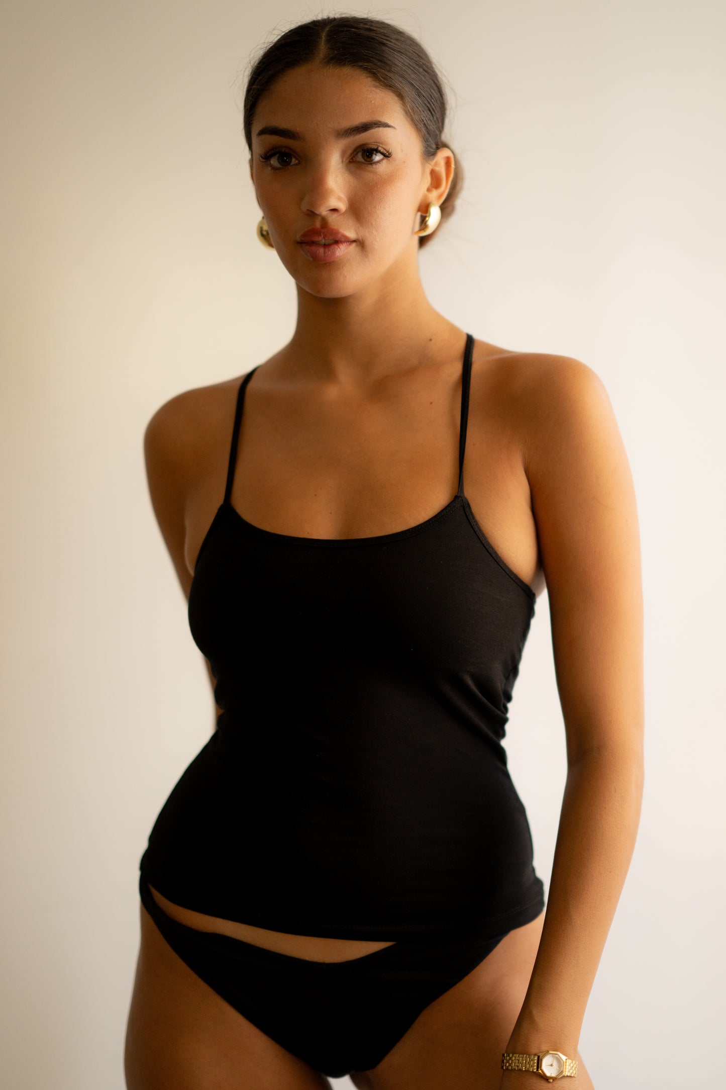 Black Cross Back Strap Top