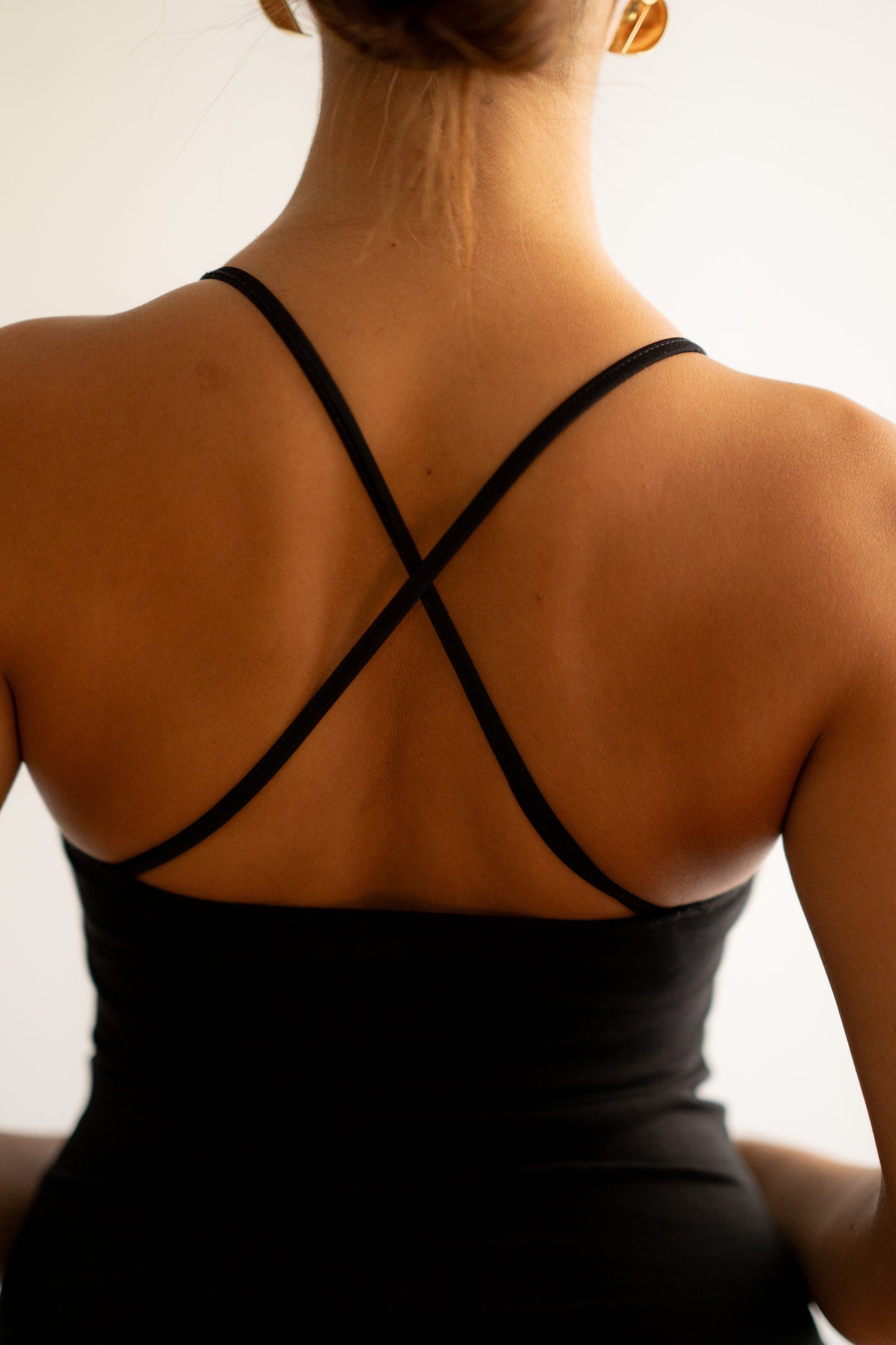 Black Cross Back Strap Top