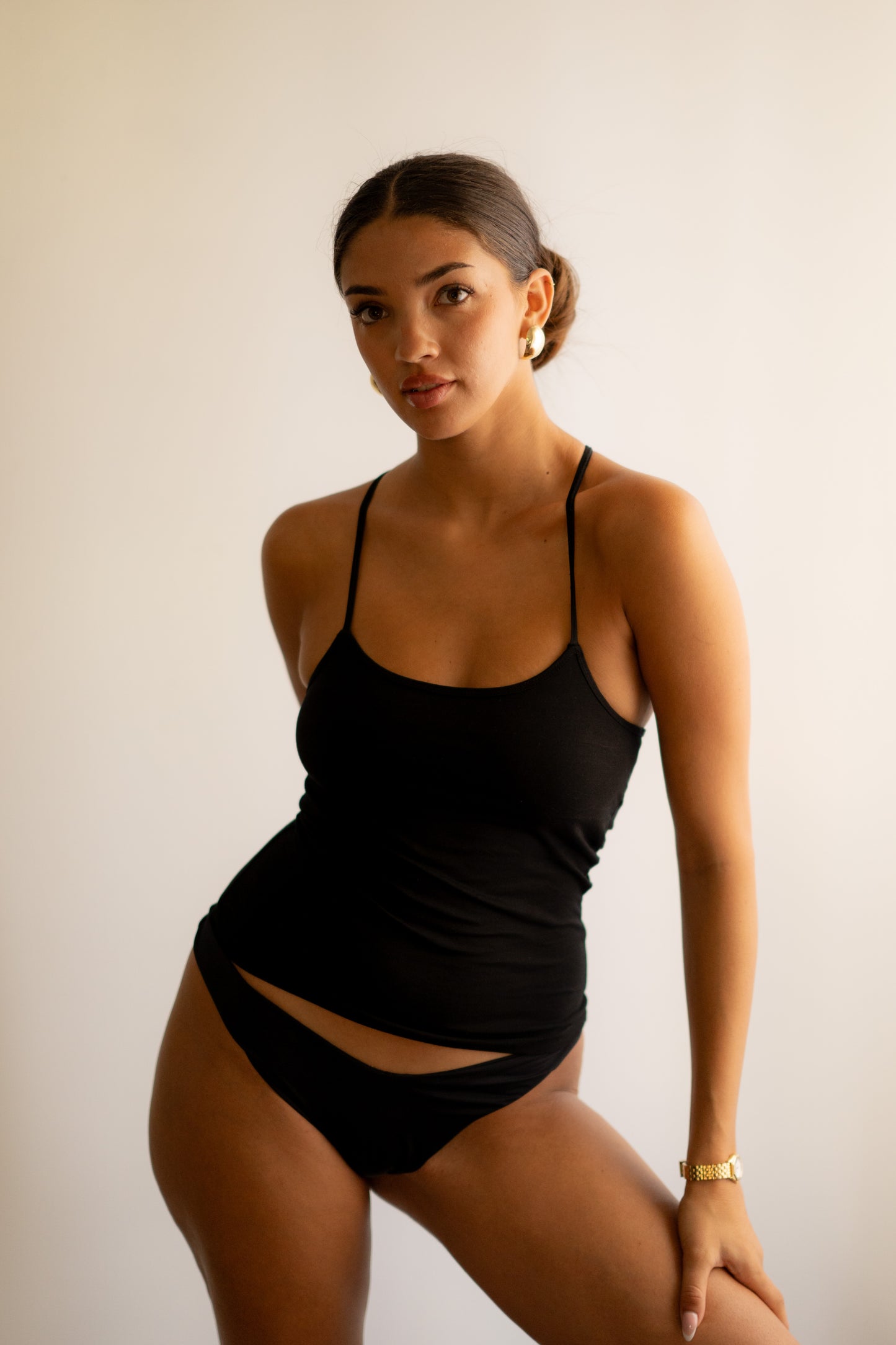 Black Cross Back Strap Top
