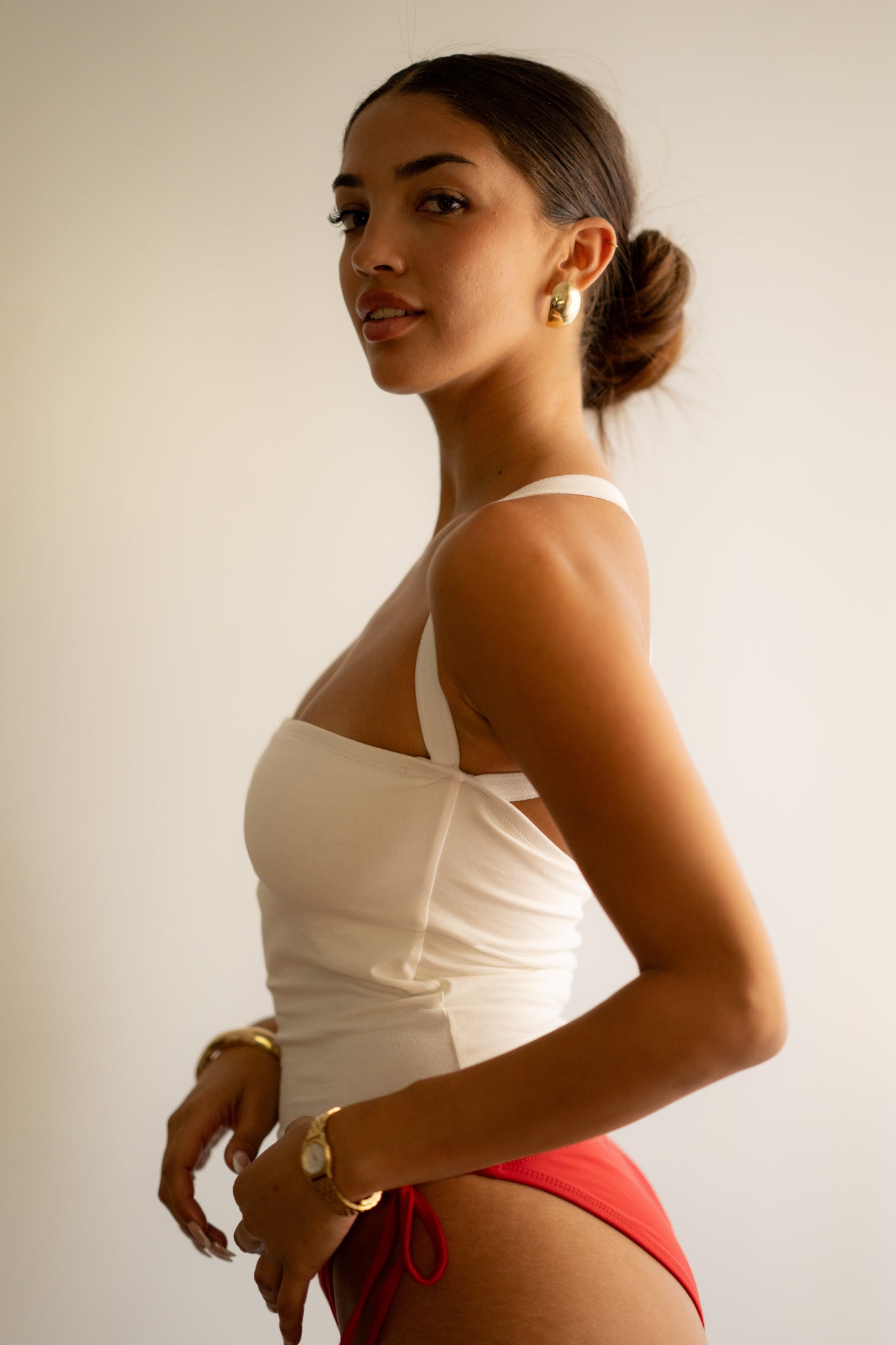 White Tube Halter Back Cross Top
