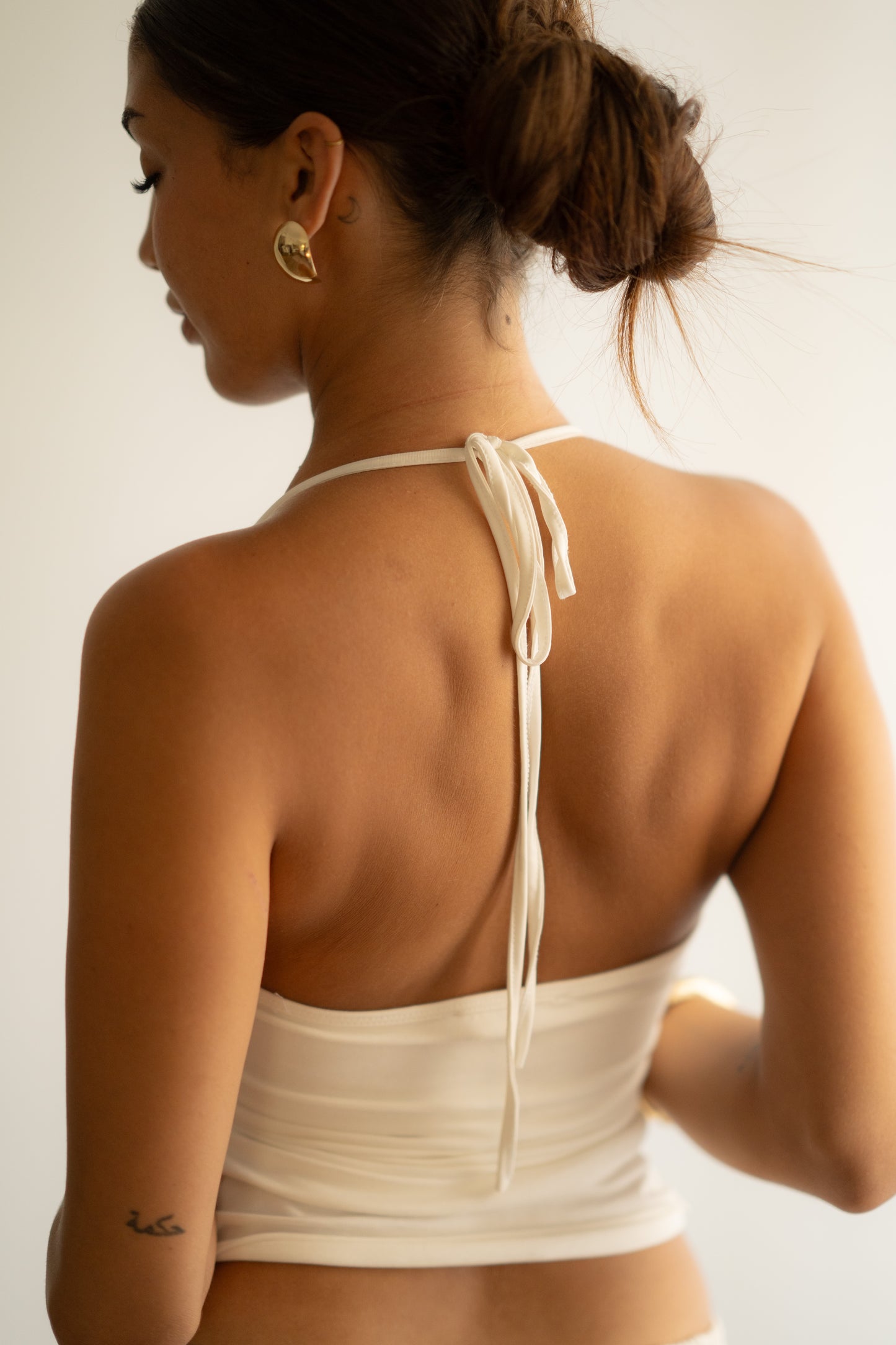 White Neck Strap Top