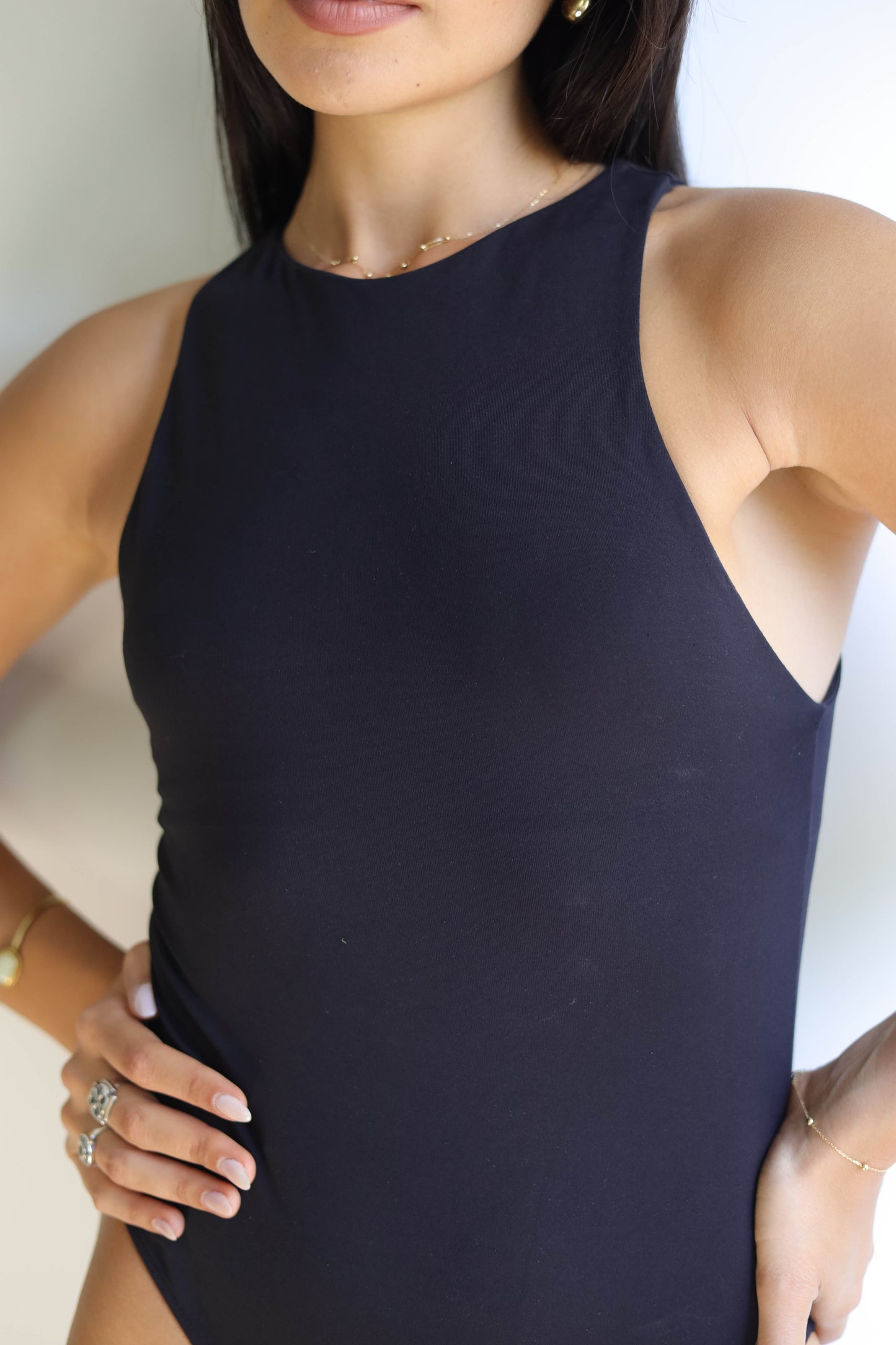 Black Essential Bodysuit Corset Sleevless