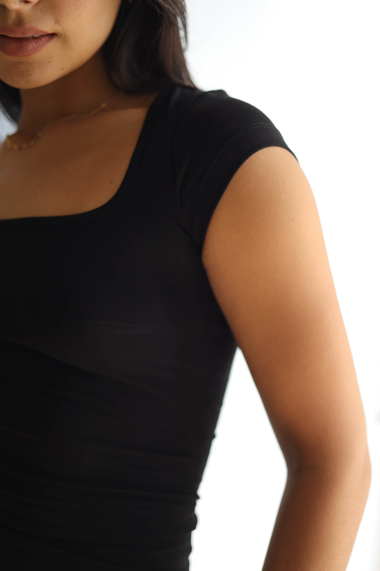 Cap Sleeves Square Quarter Sleeve Top
