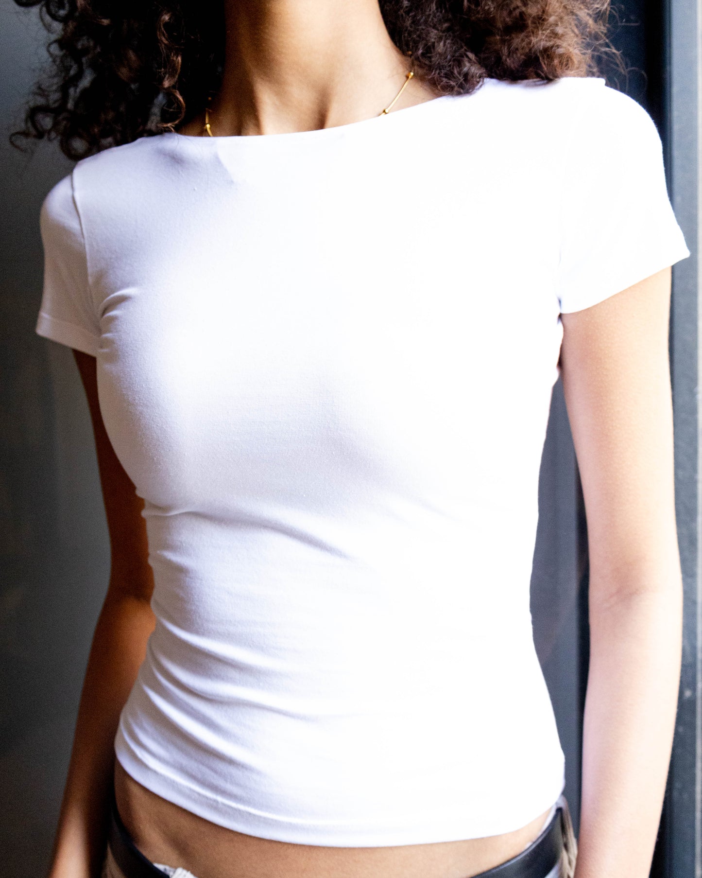 White Low Back Contour Top
