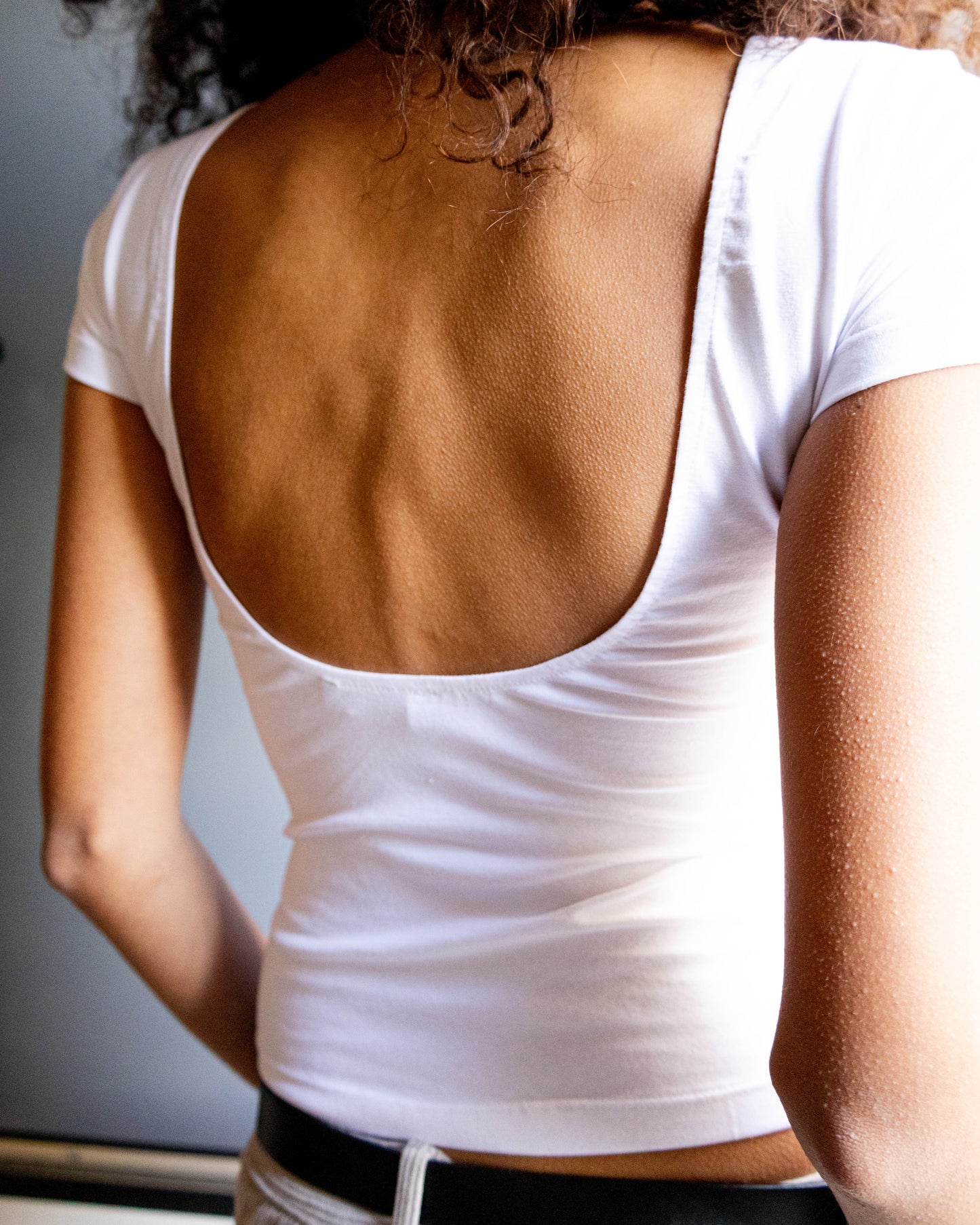 White Low Back Contour Top