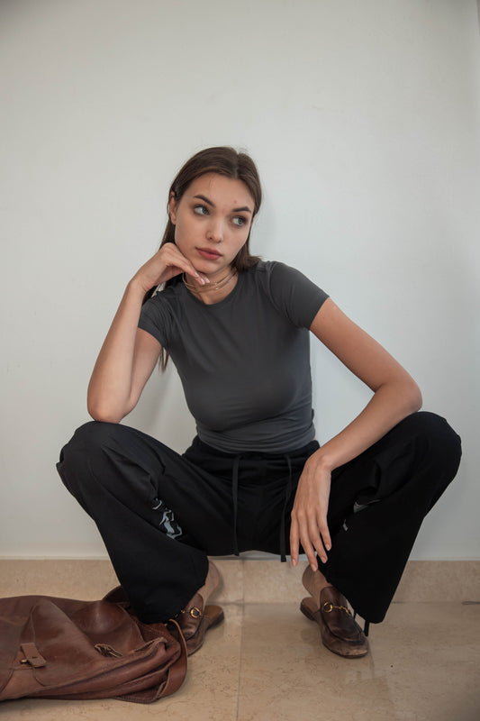 Charcoal Grey Contour Top
