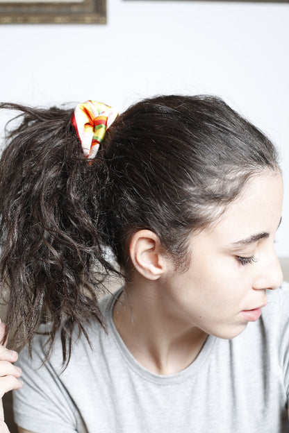 Scrunchy vibrant satin multilcolor orange shades