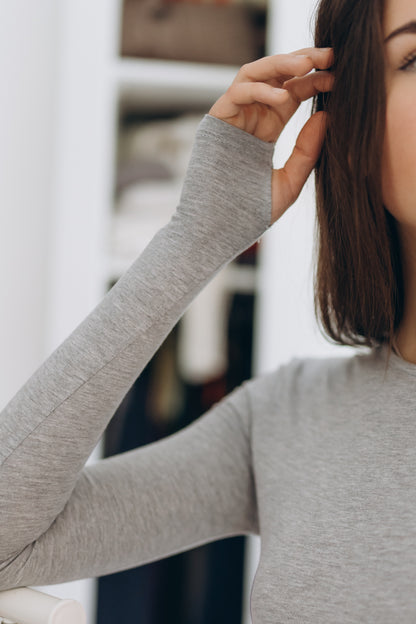 Light Heather Grey Essential Bodysuit Crewneck