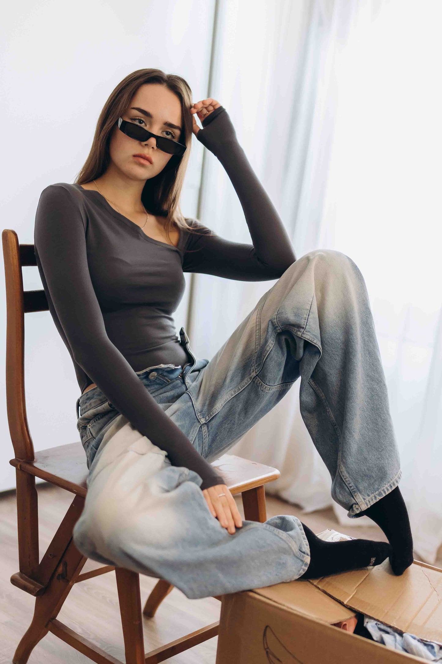 Charcoal Essential Bodysuit Side V Shape (RESTOCKED)