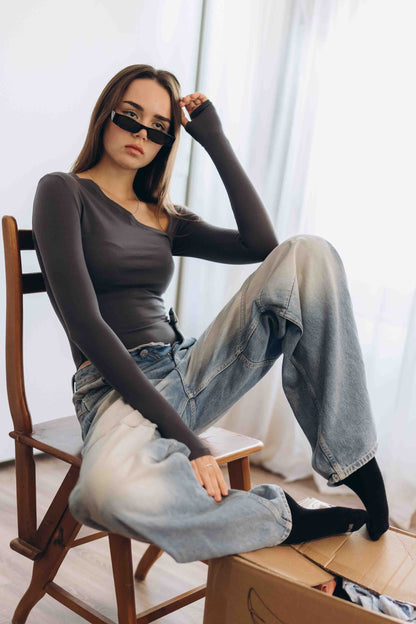 Charcoal Essential Bodysuit Side V Shape (Restocked)