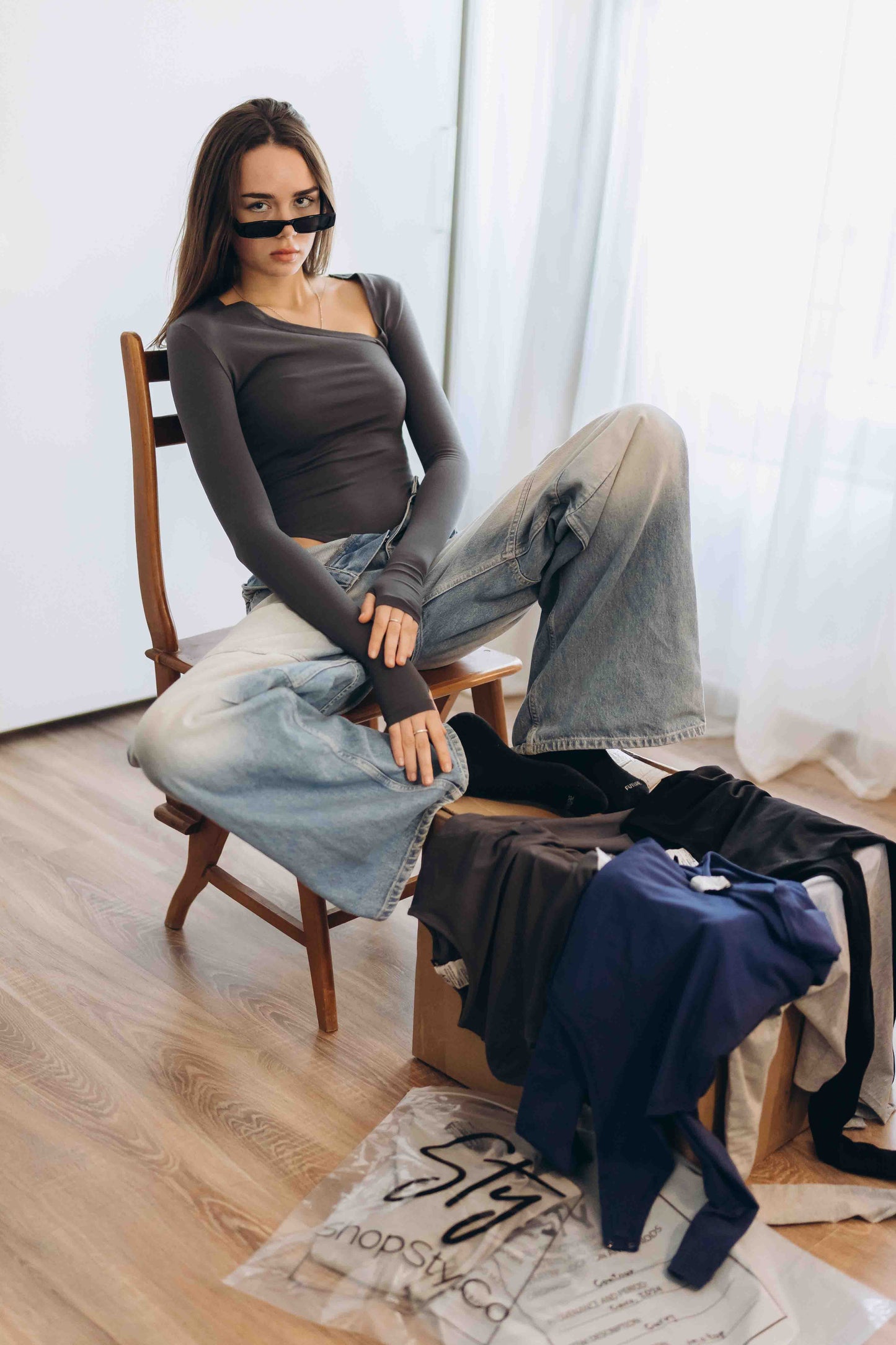 Charcoal Essential Bodysuit Side V Shape (RESTOCKED)