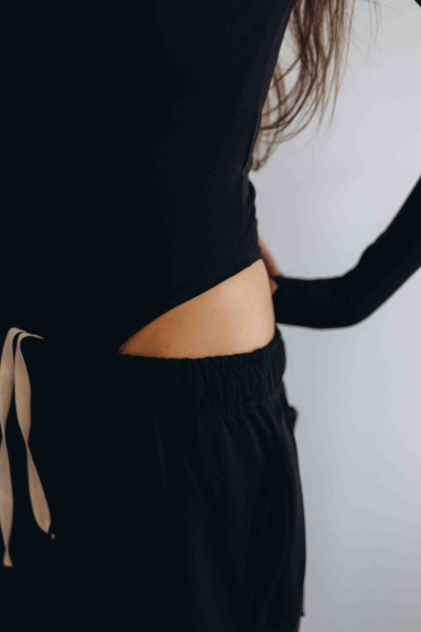 Black Essential Bodysuit Side V Shape QUARTER  SLEEVES BEST SELLING!!!