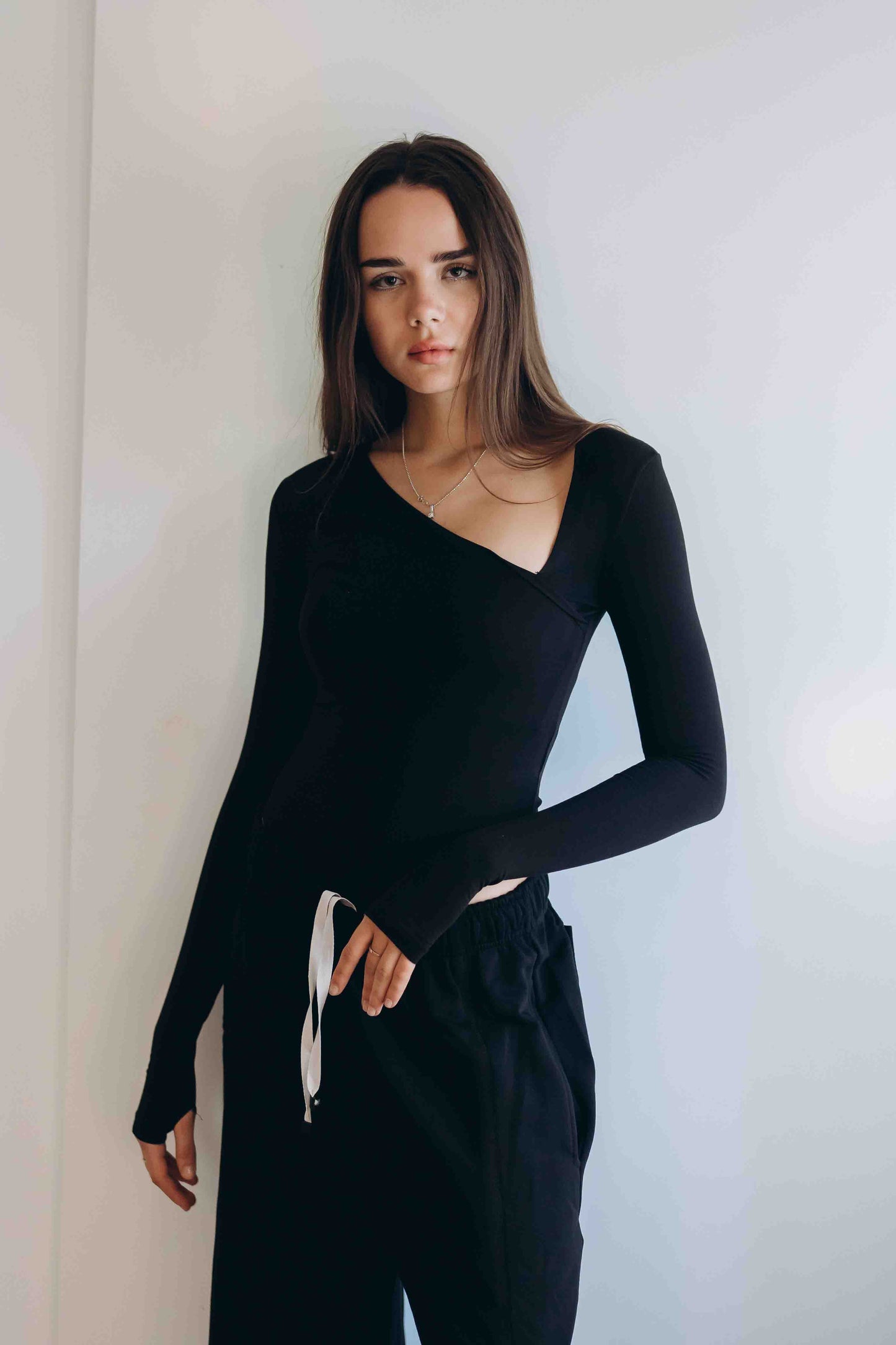 Black Essential Bodysuit Side V Shape QUARTER  SLEEVES BEST SELLING!!!