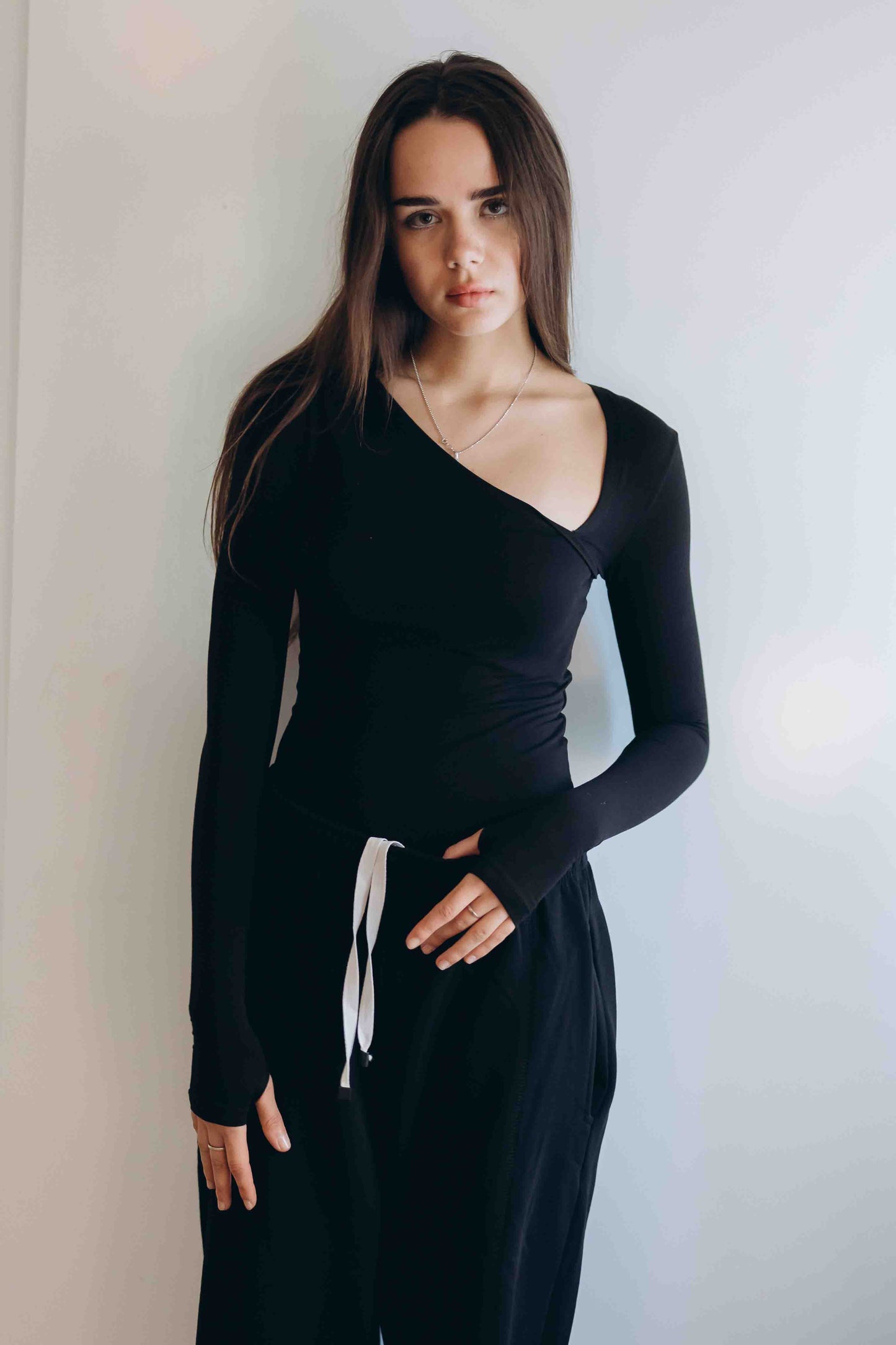Black Essential Bodysuit Side V Shape QUARTER  SLEEVES BEST SELLING!!!