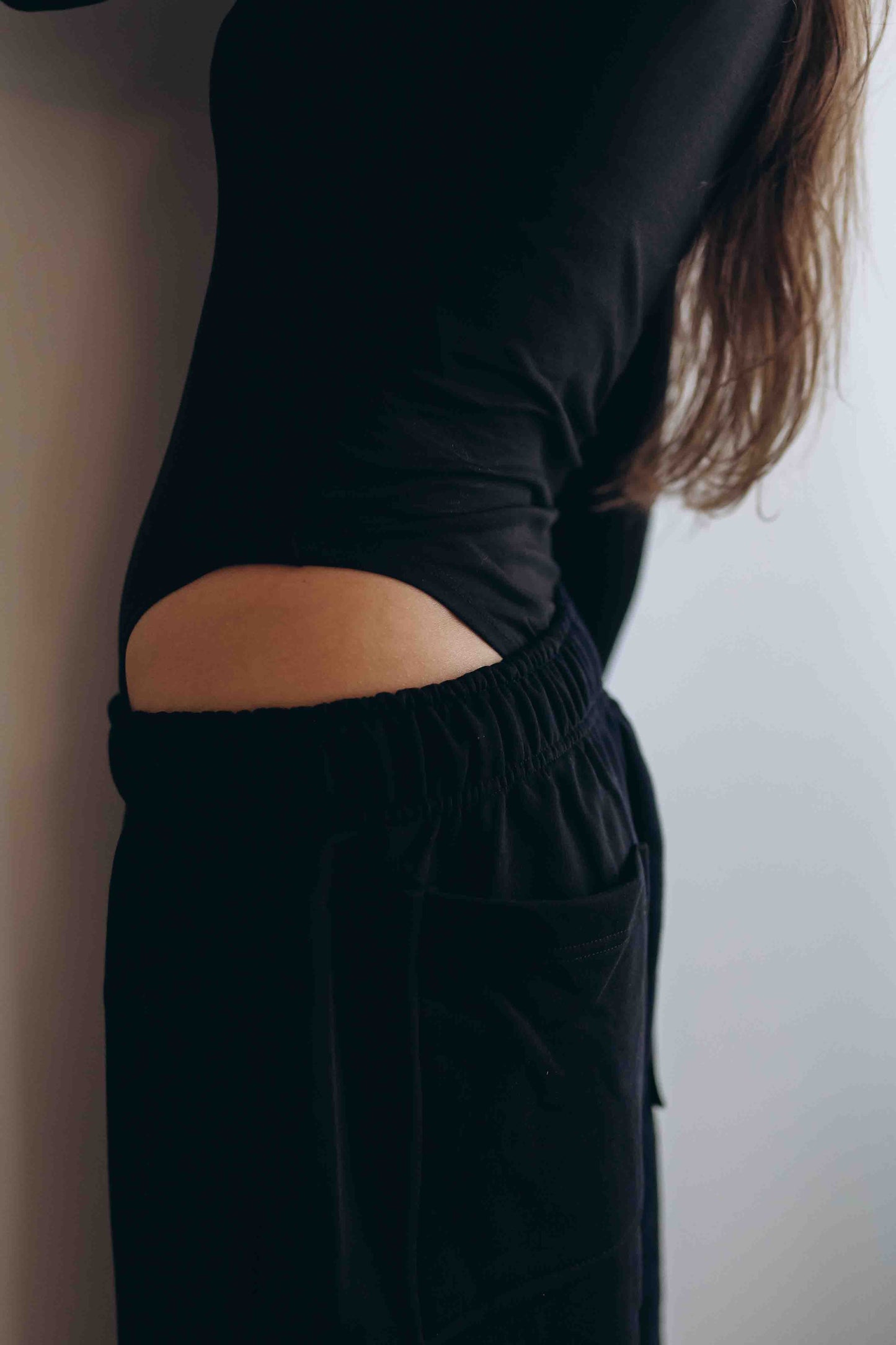Black Essential Bodysuit Side V Shape QUARTER  SLEEVES BEST SELLING!!!