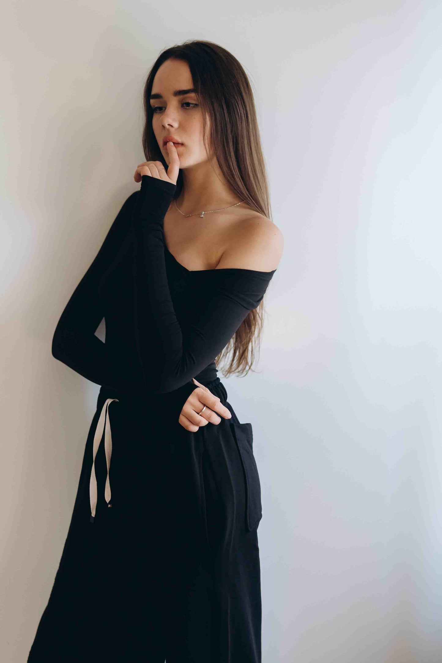 Black Essential Bodysuit Side V Shape QUARTER  SLEEVES BEST SELLING!!!
