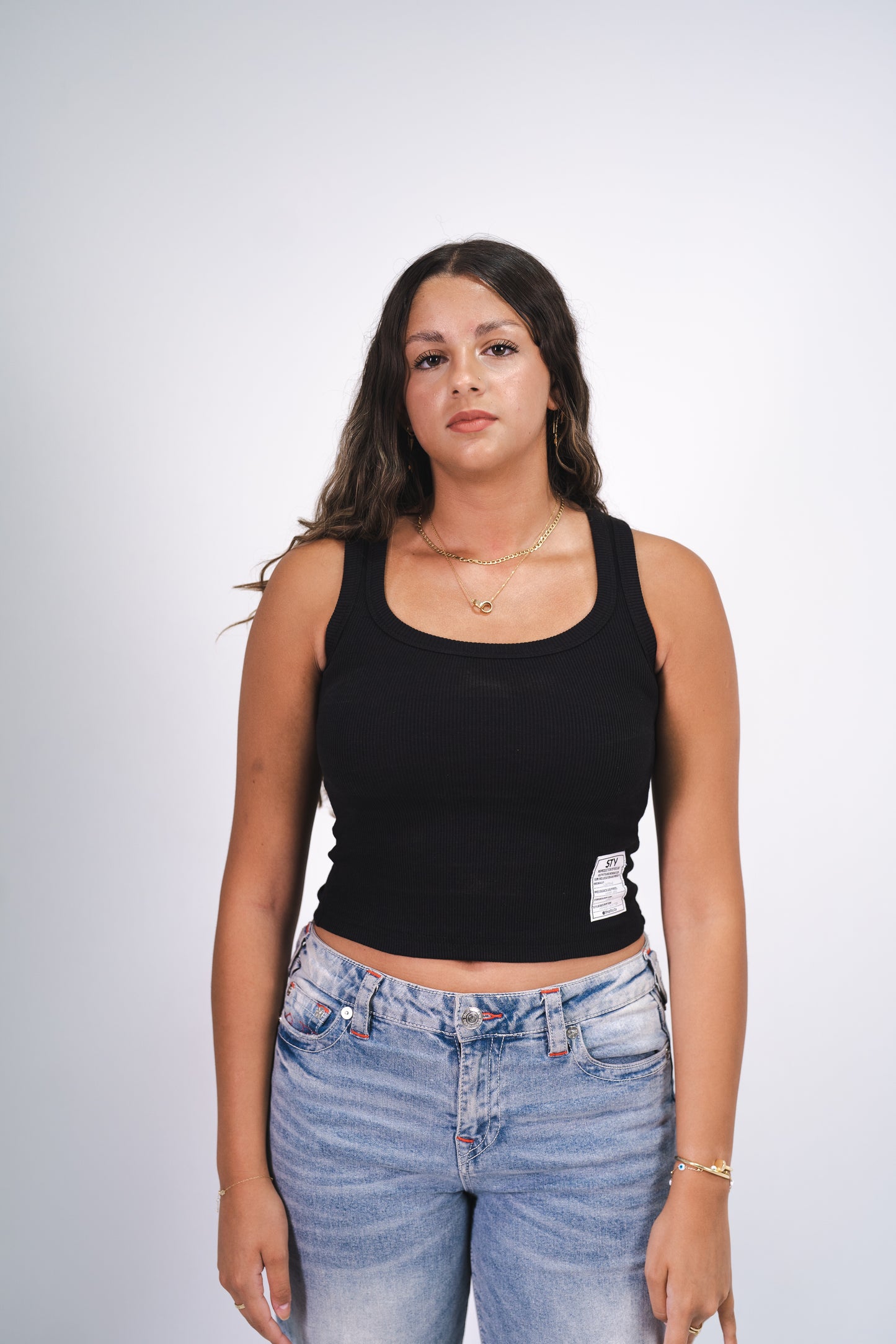 Black Ribbed Tank Top (without the patch label)