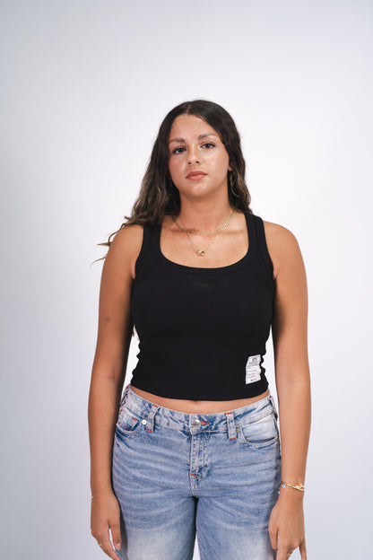 Black Ribbed Tank Top (without the patch label)