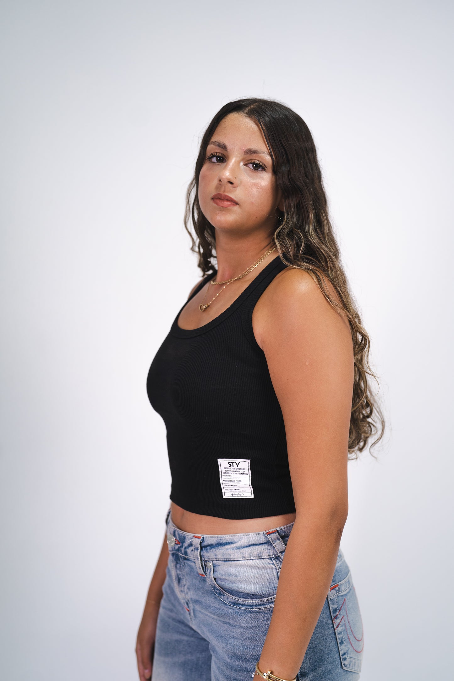 Black Ribbed Tank Top (without the patch label)