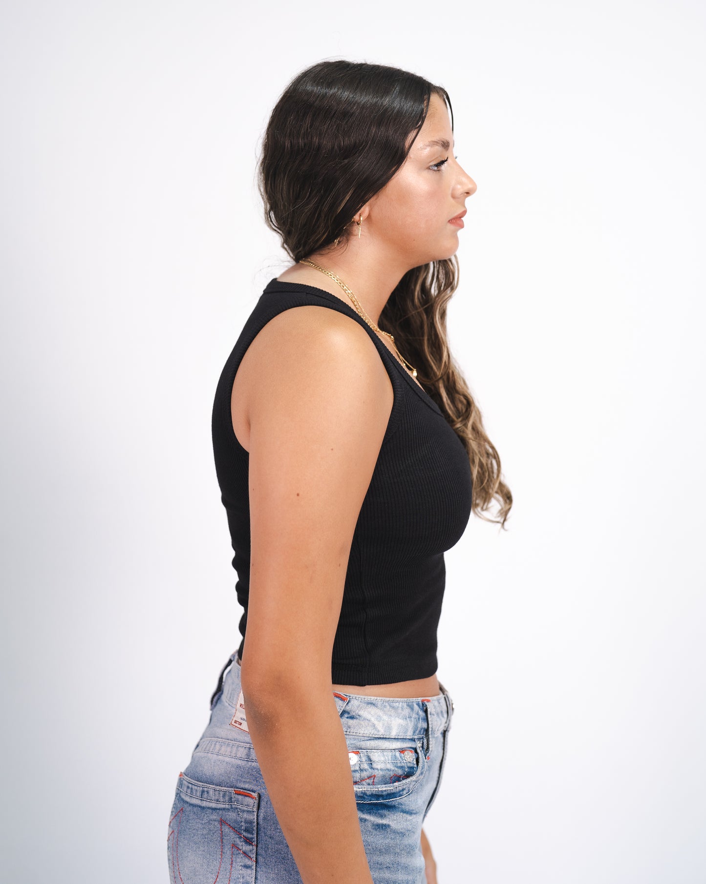 Black Ribbed Tank Top (without the patch label)