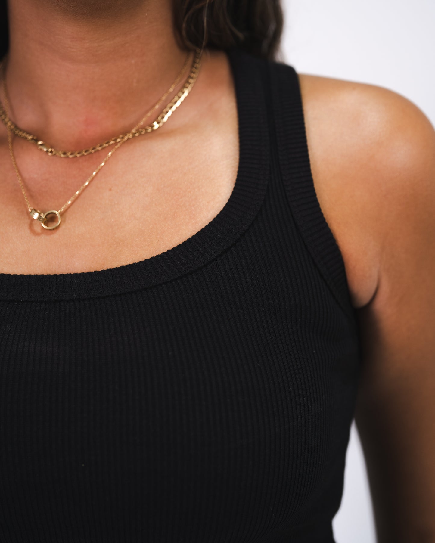 Black Ribbed Tank Top (without the patch label)