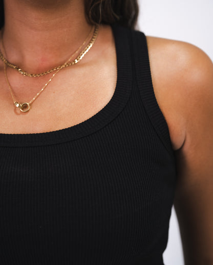Black Ribbed Tank Top (without the patch label)