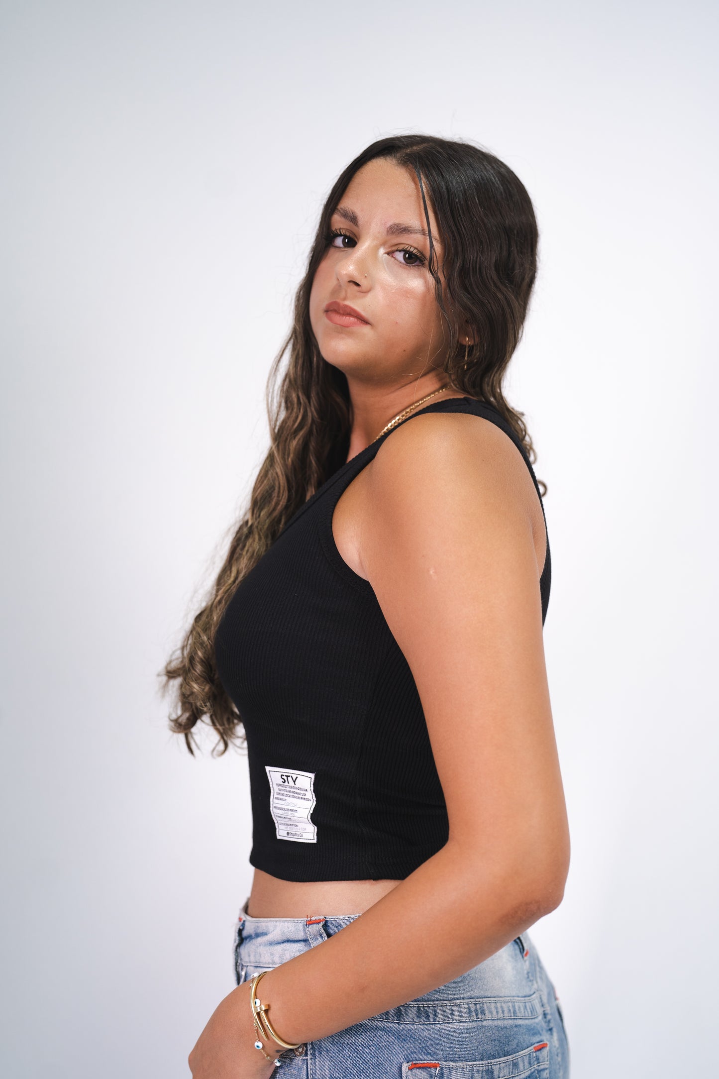 Black Ribbed Tank Top (without the patch label)