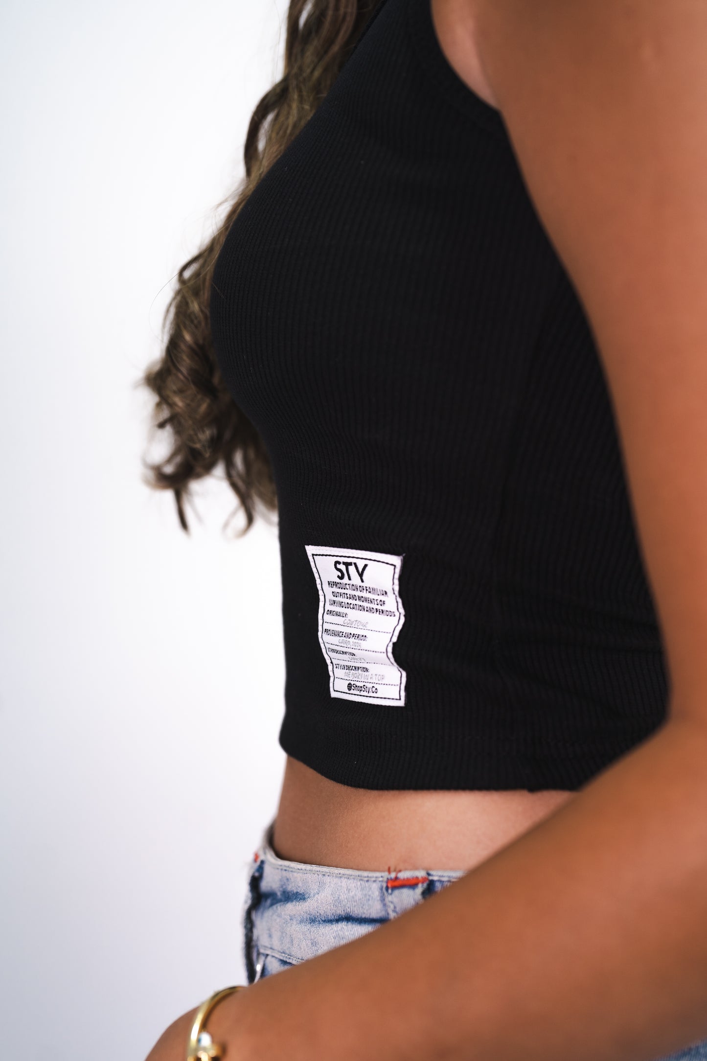 Black Ribbed Tank Top (without the patch label)