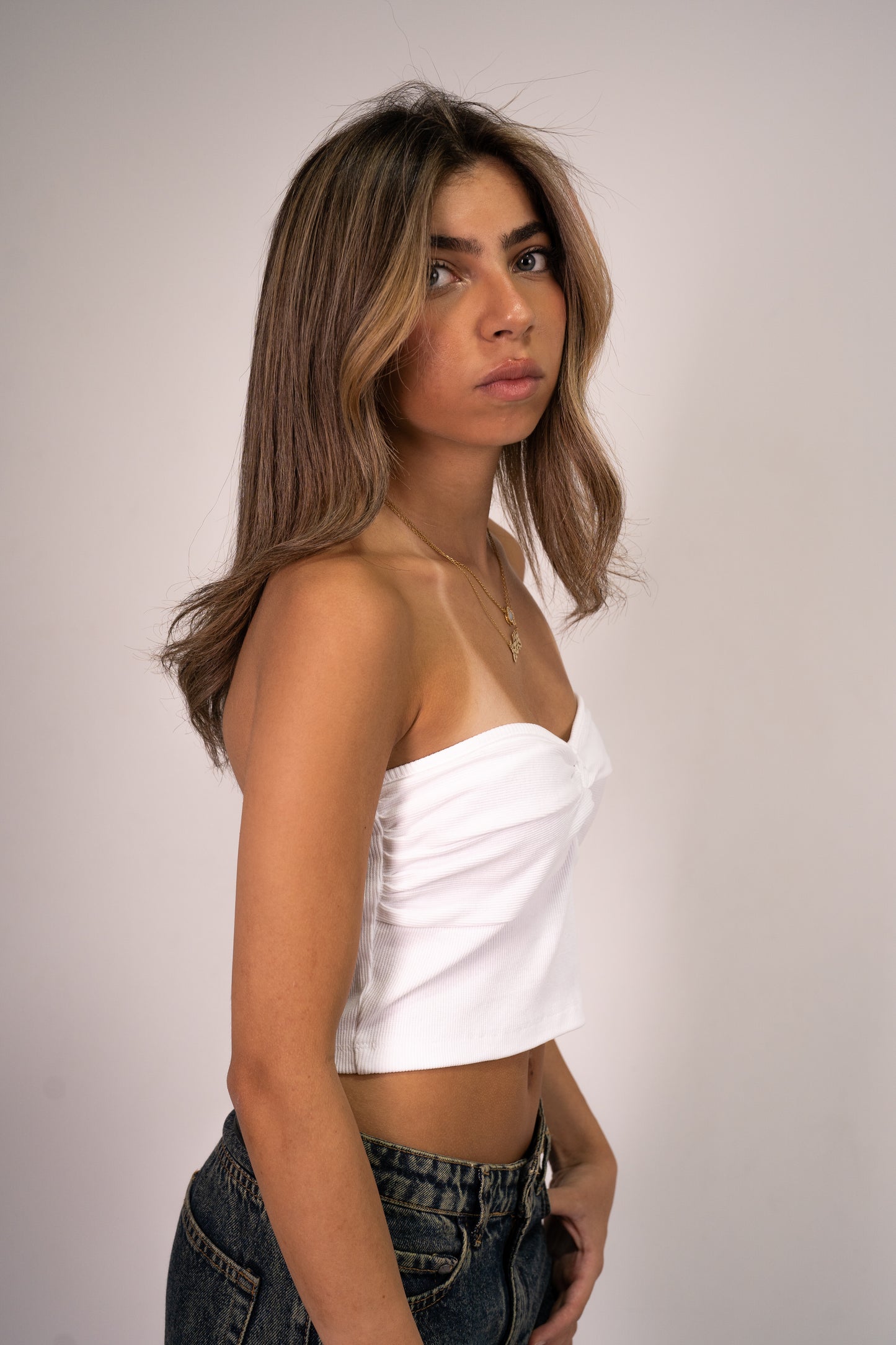 White knotted  tube top