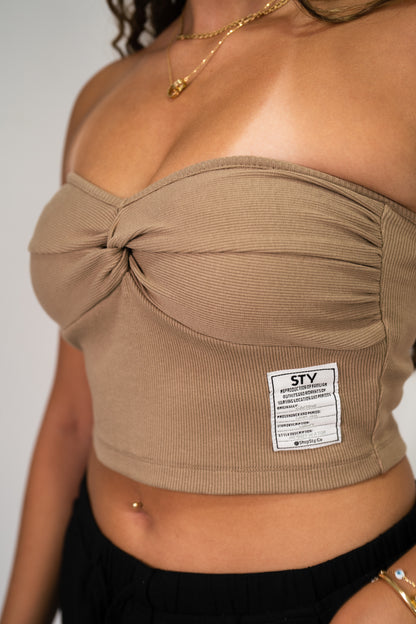 Cafe Knotted  Tube Top