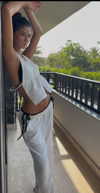 Halter Linen White Set
