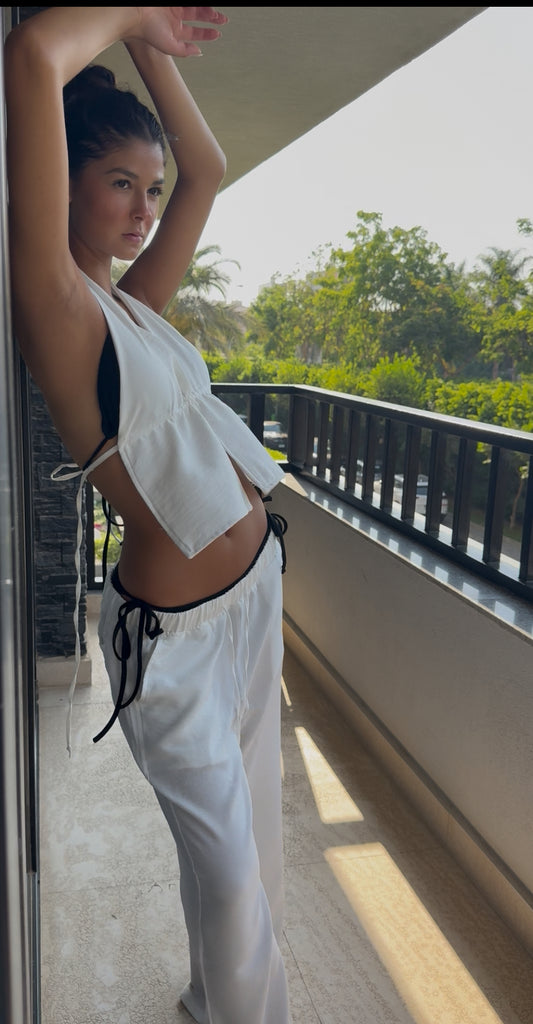 Halter Linen White Set