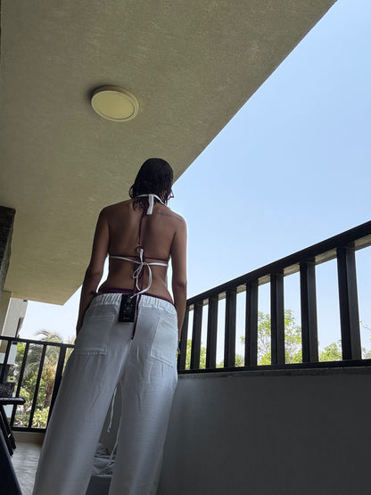 Halter Linen White Set