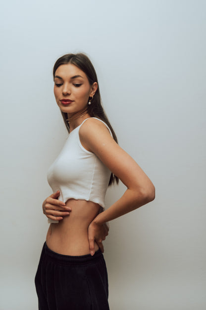 White Cutout Top
