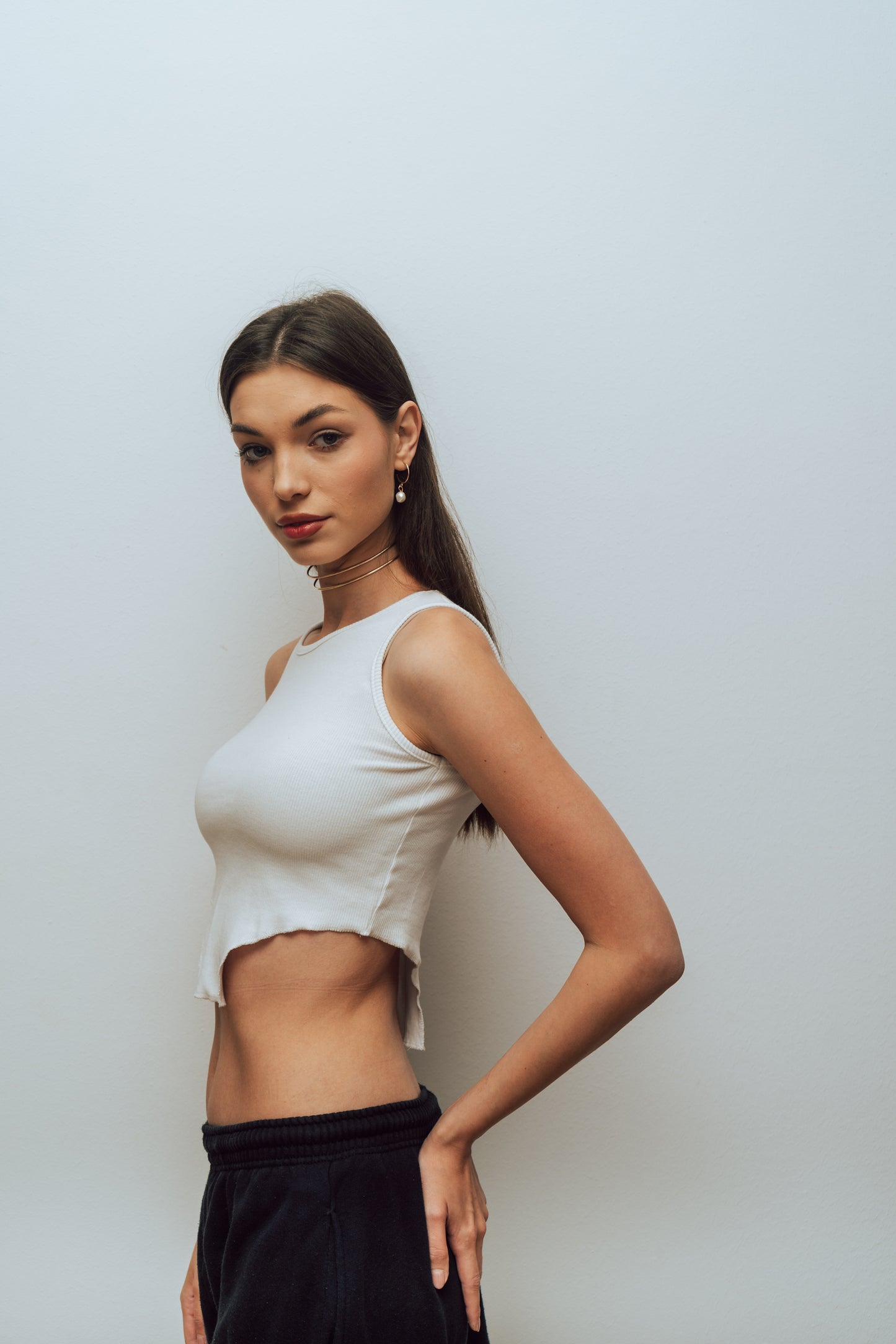 White Cutout Top