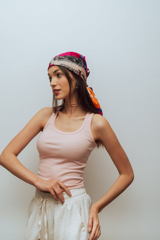 Pink Ribbed Tank Top Without a Patch Label