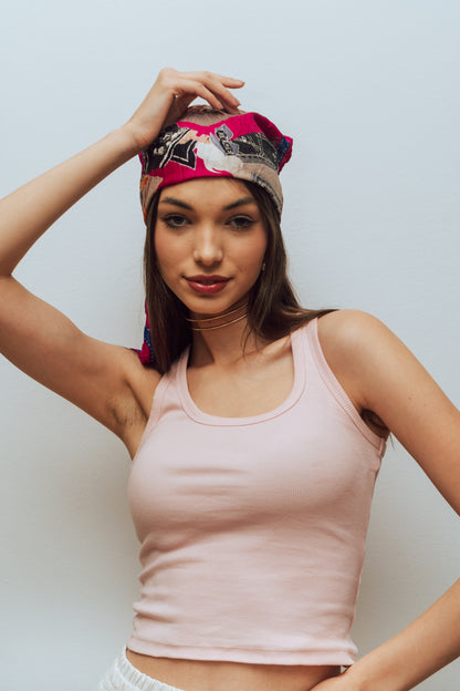 Pink Ribbed Tank Top Without a Patch Label